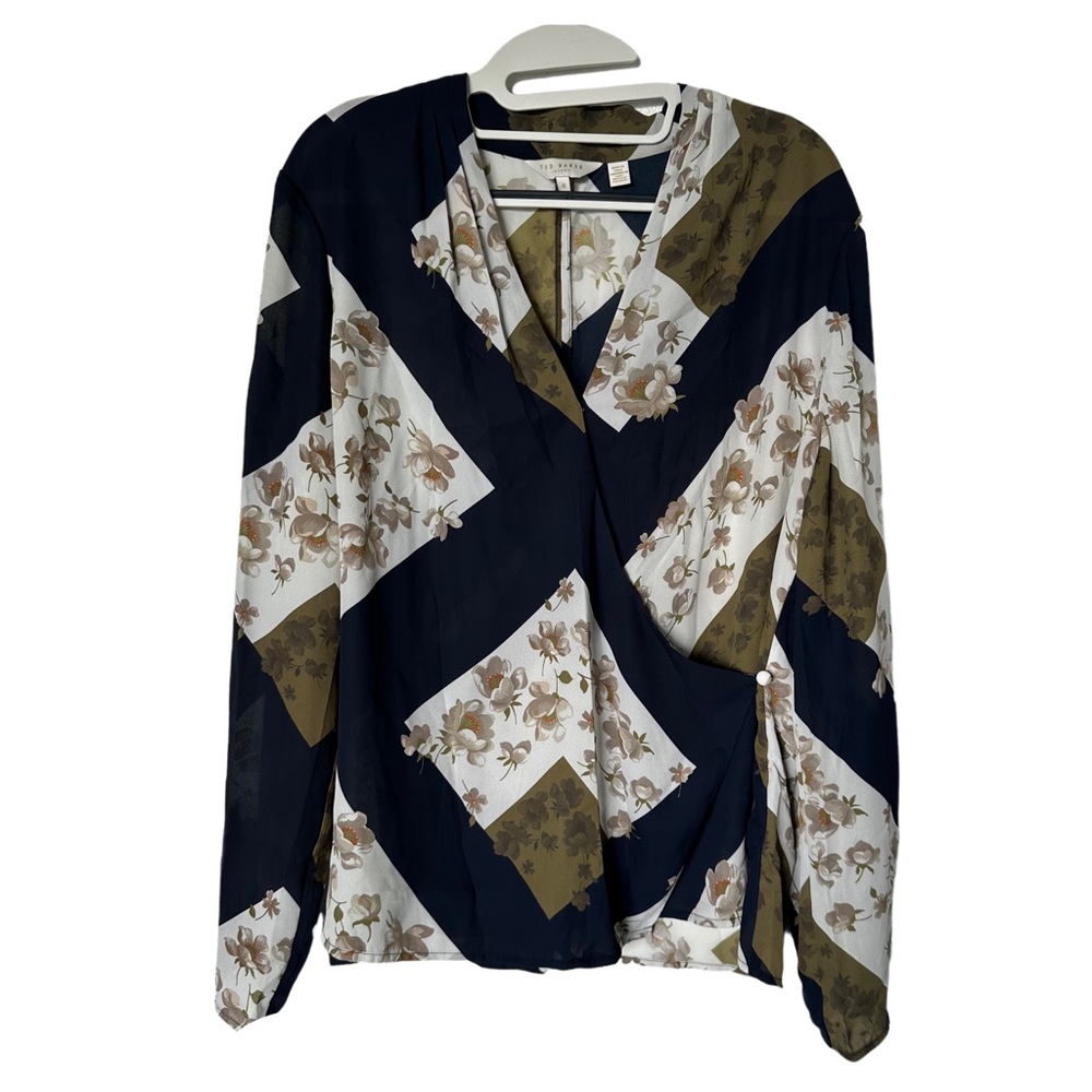 Ted Baker Floral‎ Pheadra Pearl Printed Wrap Blouse Size 4